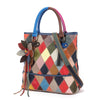LEA Design Women's Fashion Genuine Leather Patchwork Geometric Design Handbag - Divine Inspiration Styles