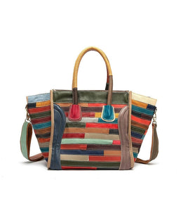 LEA Design Women's Fashion Genuine Leather Stylish Multi-Color Stripes Handbag - Divine Inspiration Styles