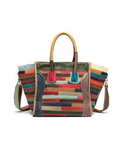 LEA Design Women's Fashion Genuine Leather Stylish Multi-Color Stripes Handbag - Divine Inspiration Styles
