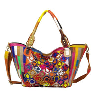 LEA Design Women Fashion Genuine Leather Multi-Color Patchwork Handbag - Divine Inspiration Styles