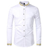 PARKLEES Men's Fashion Luxury Golden Vintage Embroidery Design Dress Shirt - Divine Inspiration Styles