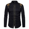 PARKLEES Men's Fashion Luxury Golden Vintage Embroidery Design Dress Shirt - Divine Inspiration Styles