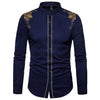 PARKLEES Men's Fashion Luxury Golden Vintage Embroidery Design Dress Shirt - Divine Inspiration Styles