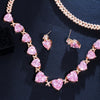 CWW Women's Fashion Elegant Stylish Pink Heart Luxury Cubic Zirconia Jewelry Set - Divine Inspiration Styles