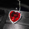 CHARLIN Women's Fashion Elegant Luxury Statement Blue Red & Green Cubic Zirconia Heart Necklace - Divine Inspiration Styles