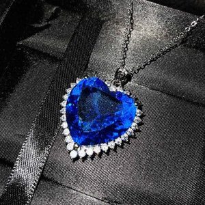 CHARLIN Women's Fashion Elegant Luxury Statement Blue Red & Green Cubic Zirconia Heart Necklace - Divine Inspiration Styles