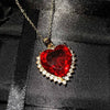 CHARLIN Women's Fashion Elegant Luxury Statement Blue Red & Green Cubic Zirconia Heart Necklace - Divine Inspiration Styles