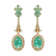 CHARLIN Women's Fashion Elegant Luxury Statement 18K Gold Plated Green Cubic Zirconia Pendant Earrings - Divine Inspiration Styles