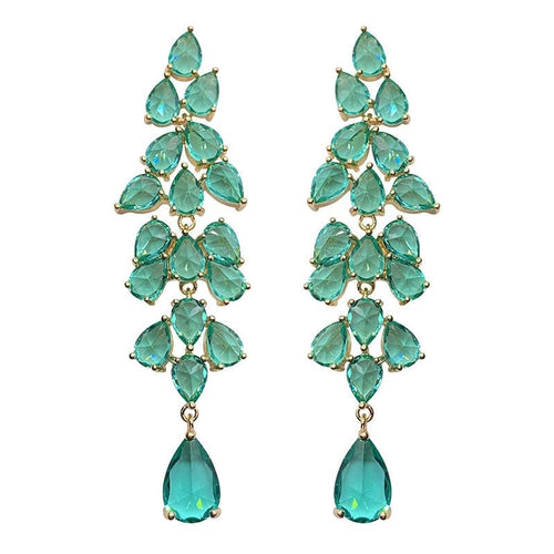 CHARLIN Women's Fashion Elegant Luxury Statement Light Emerald Green Cubic Zirconia Earrings - Divine Inspiration Styles