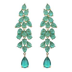 CHARLIN Women's Fashion Elegant Luxury Statement Light Emerald Green Cubic Zirconia Earrings - Divine Inspiration Styles