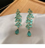 CHARLIN Women's Fashion Elegant Luxury Statement Light Emerald Green Cubic Zirconia Earrings - Divine Inspiration Styles