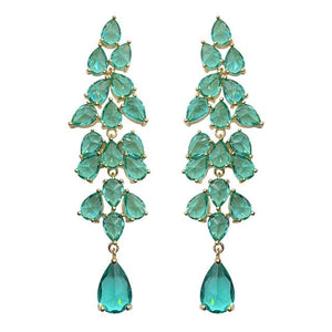 CHARLIN Women's Fashion Elegant Luxury Statement Light Emerald Green Cubic Zirconia Earrings - Divine Inspiration Styles