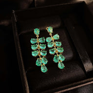 CHARLIN Women's Fashion Elegant Luxury Statement Peacock Green Cubic Zirconia Earrings - Divine Inspiration Styles