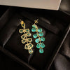 CHARLIN Women's Fashion Elegant Luxury Statement Peacock Green Cubic Zirconia Earrings - Divine Inspiration Styles