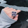 CHARLIN Women's Fashion Elegant Luxury Statement Blue Cubic Zirconia Necklace & Ring Jewelry - Divine Inspiration Styles