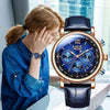 LIGE Women's Fashion Genuine Leather Premium Quality Triple Dial Luxury Style Watch - Divine Inspiration Styles
