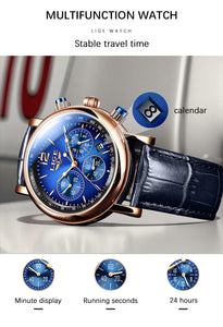 LIGE Women's Fashion Genuine Leather Premium Quality Triple Dial Luxury Style Watch - Divine Inspiration Styles