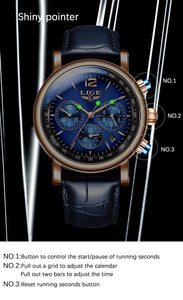 LIGE Women's Fashion Genuine Leather Premium Quality Triple Dial Luxury Style Watch - Divine Inspiration Styles