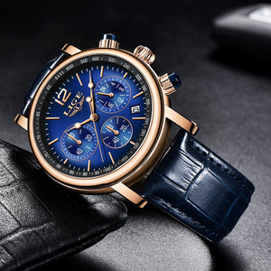 LIGE Women's Fashion Genuine Leather Premium Quality Triple Dial Luxury Style Watch - Divine Inspiration Styles