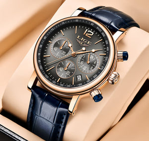 LIGE Women's Fashion Genuine Leather Premium Quality Triple Dial Luxury Style Watch - Divine Inspiration Styles