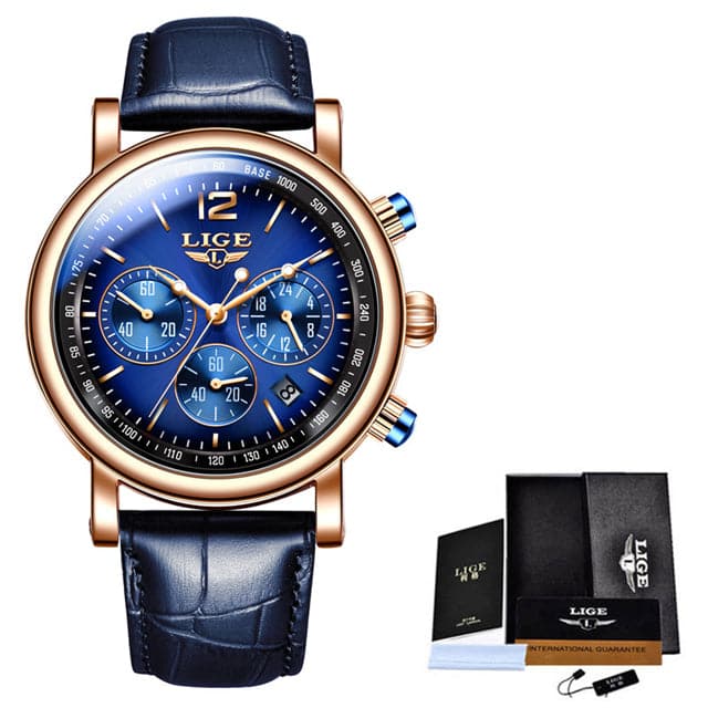 LIGE Women's Fashion Genuine Leather Premium Quality Triple Dial Luxury Style Watch - Divine Inspiration Styles