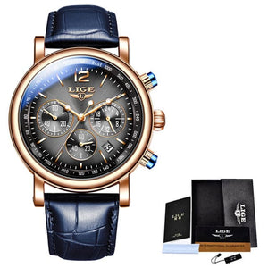 LIGE Women's Fashion Genuine Leather Premium Quality Triple Dial Luxury Style Watch - Divine Inspiration Styles