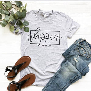 CHOSEN 1 Peter 2:9 Women's Fashion Premium Quality Christian Faith Based T-Shirt - Divine Inspiration Styles