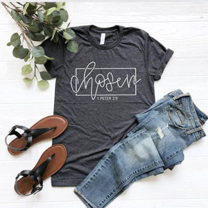 CHOSEN 1 Peter 2:9 Women's Fashion Premium Quality Christian Faith Based T-Shirt - Divine Inspiration Styles