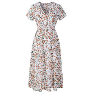 APRIL Women's Fashion Elegant Stylish Vintage Floral Print and Polka Dots Dress - Divine Inspiration Styles