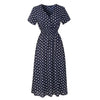 APRIL Women's Fashion Elegant Stylish Vintage Floral Print and Polka Dots Dress - Divine Inspiration Styles