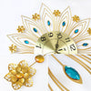 STARLIGHT Golden Blue & Silver Floral Star Creative Art Modern Design Wall Clock for Home Decorations - Divine Inspiration Styles