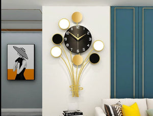 CIRCLEPATTERN Golden Blue Floral Harvest Creative Art Modern Design Wall Clock for Home or Office Decorations - Divine Inspiration Styles