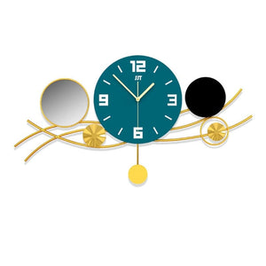 CIRCLEPATTERN Golden Blue Floral Harvest Creative Art Modern Design Wall Clock for Home or Office Decorations - Divine Inspiration Styles