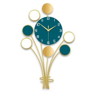 CIRCLEPATTERN Golden Blue Floral Harvest Creative Art Modern Design Wall Clock for Home or Office Decorations - Divine Inspiration Styles