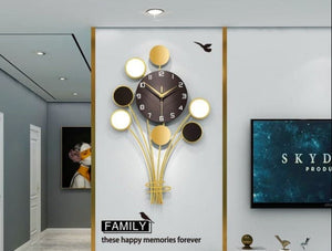 CIRCLEPATTERN Golden Blue Floral Harvest Creative Art Modern Design Wall Clock for Home or Office Decorations - Divine Inspiration Styles