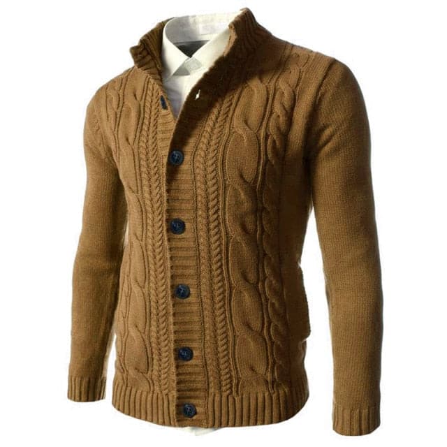 MOONBIFFY Design Collection Men's Fashion Cable Style Cardigan Sweater ...
