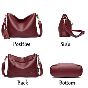 KMF Design Collection Women's Fashion Genuine Leather Tassel Style Handbag - Divine Inspiration Styles