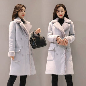 MONA Design Women's Fine Fashion Elegant Faux Fur Cashmere Lapel Coat Jacket - Divine Inspiration Styles