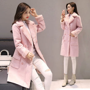 MONA Design Women's Fine Fashion Elegant Faux Fur Cashmere Lapel Coat Jacket - Divine Inspiration Styles