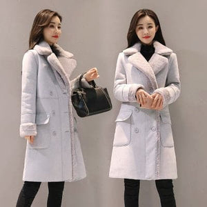 MONA Design Women's Fine Fashion Elegant Faux Fur Cashmere Lapel Coat Jacket - Divine Inspiration Styles