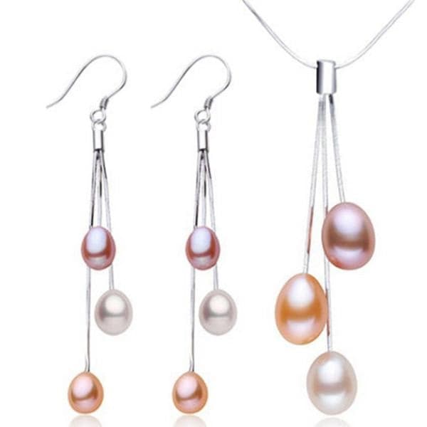 LACEY Women's Genuine Multi-Color Natural Freshwater Pearl Jewelry Set - Divine Inspiration Styles