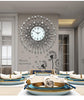 PEBBLEWATER Diamond Art Design Elegant Luxury Style Silver Floral Star Wall Clock for Home or Office Decorations - Divine Inspiration Styles