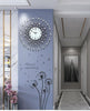 PEBBLEWATER Diamond Art Design Elegant Luxury Style Silver Floral Star Wall Clock for Home or Office Decorations - Divine Inspiration Styles
