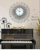 PEBBLEWATER Diamond Art Design Elegant Luxury Style Silver Floral Star Wall Clock for Home or Office Decorations - Divine Inspiration Styles