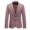 CGSUITS Men's Fashion Luxury Style Plaid Design Yellow Gold Pink Blazer Suit Jacket - Divine Inspiration Styles