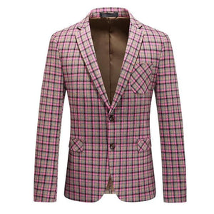 CGSUITS Design Men's Fashion Luxury Style Plaid Design Blazer Suit Jacket - Divine Inspiration Styles