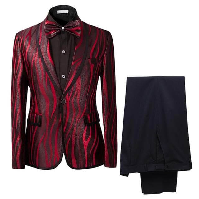 CGSUITS Design Men's Fashion Red Zebra Print Blazer Suit Jacket & Pant Set - Divine Inspiration Styles