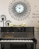 PEBBLEWATER Diamond Art Design Elegant Luxury Style Silver Floral Star Wall Clock for Home or Office Decorations - Divine Inspiration Styles
