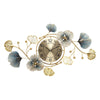 LEAFYFLOWER Golden Blue Floral Creative Art Modern Design Wall Clock for Home or Office Decorations - Divine Inspiration Styles