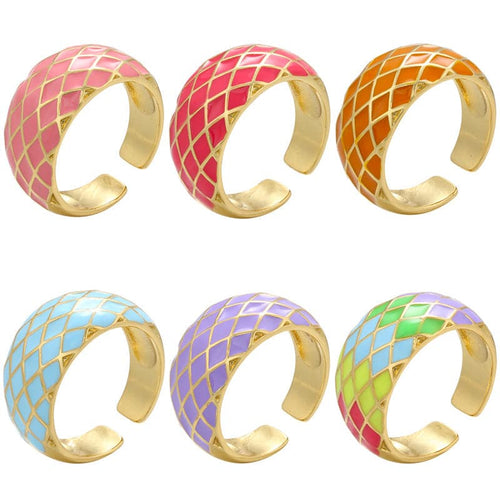 SCL Design Women's Fashion Elegant Stylish Enamel Geometric Statement Ring - Divine Inspiration Styles